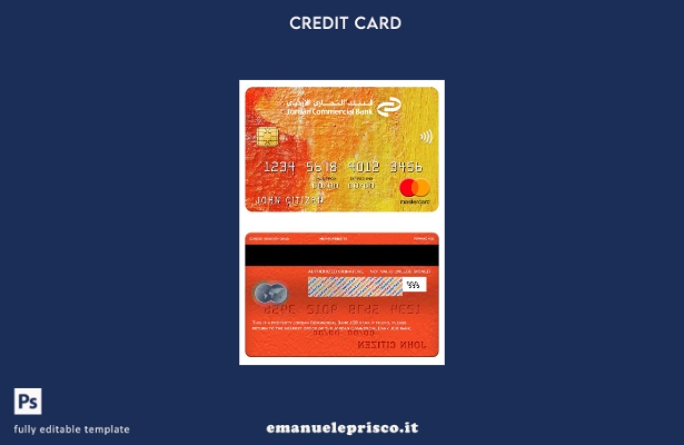 modello di carta mastercard bancaria Jordan Commercial Bank JCB in stile verific